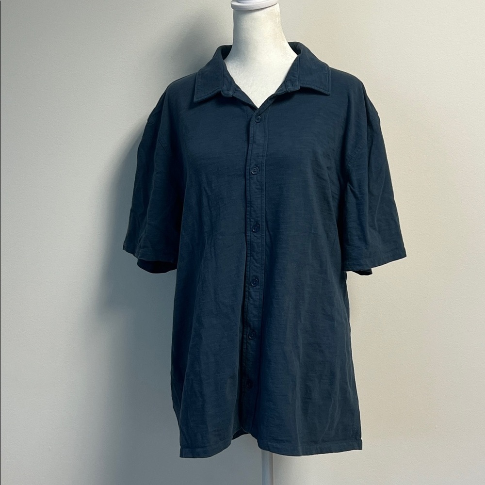 Vince Men’s Short Sleeve Dark Blue Button-Up Shirt XL